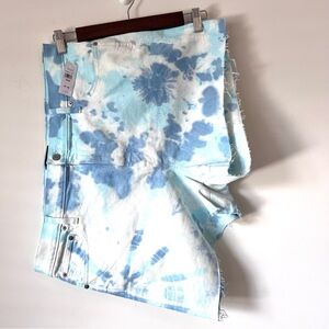 NWT GAP Tie Dye Cut-off Shorts Sz 18/34 Blue White Denim 0101